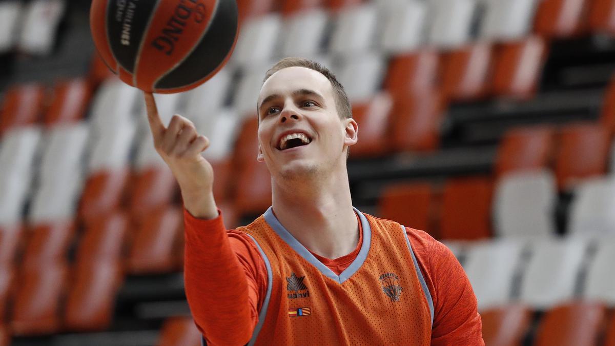 Klemen Prepelic en un entrenamiento del Valencia BC esta temporada