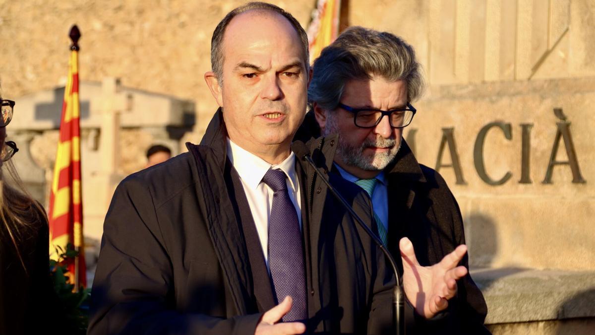 Jordi Turull durant l’ofrena a Francesc Macià
