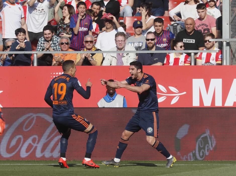 La celebración del gol de Guedes en Girona