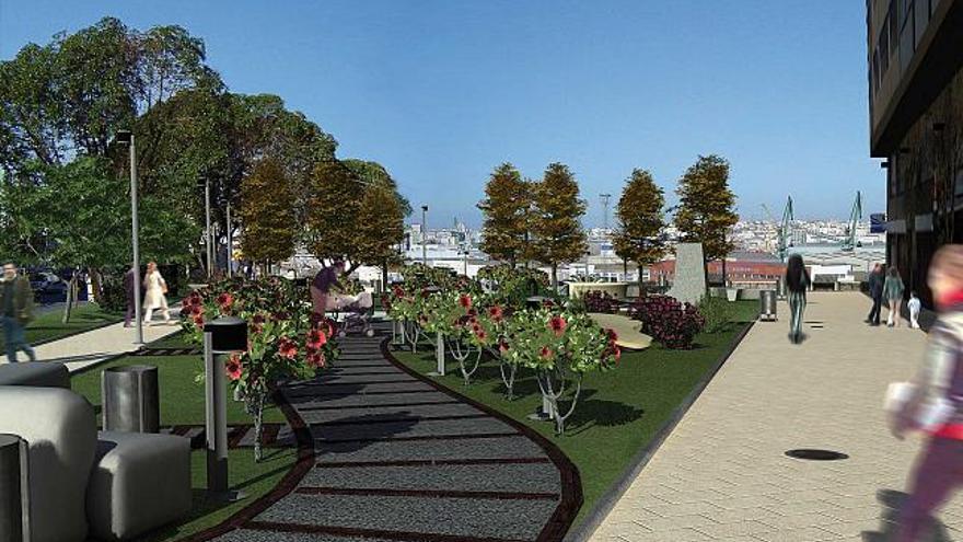 Plantación de camelios en la parte central del mirador. / la opinión