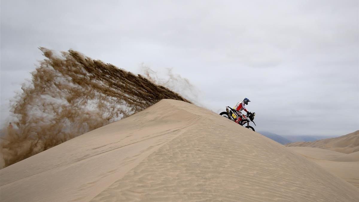 El catalán Oriol Mena, en la etapa de este lunes del Dakar.