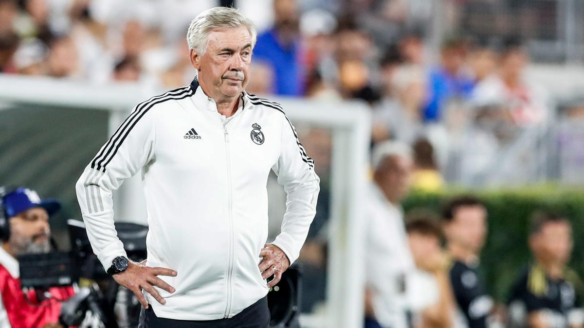 Carlo Ancelotti, durante un partido de pretemporada del Real Madrid