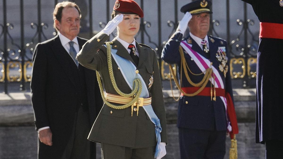 Leonor vestida de militar en un acto durante la Pascua Militar