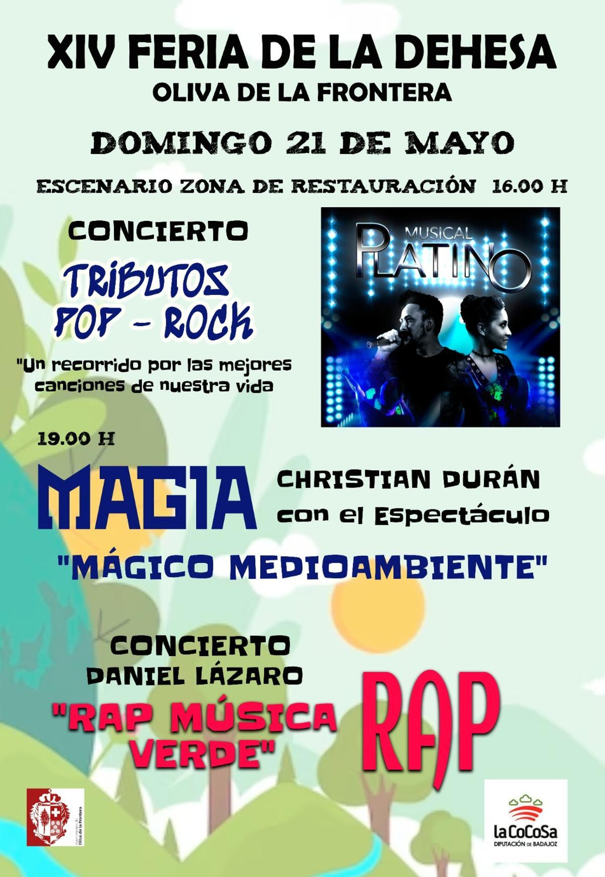 Cartel con las actividades del domingo 21 en Oliva de la Frontera.