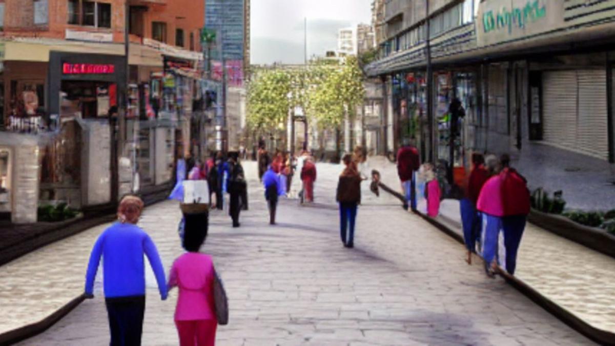 Calle Armengual de la Mota transformada en peatonal con una herramienta de inteligencia artificial. | ANDRÉS MATESANZ