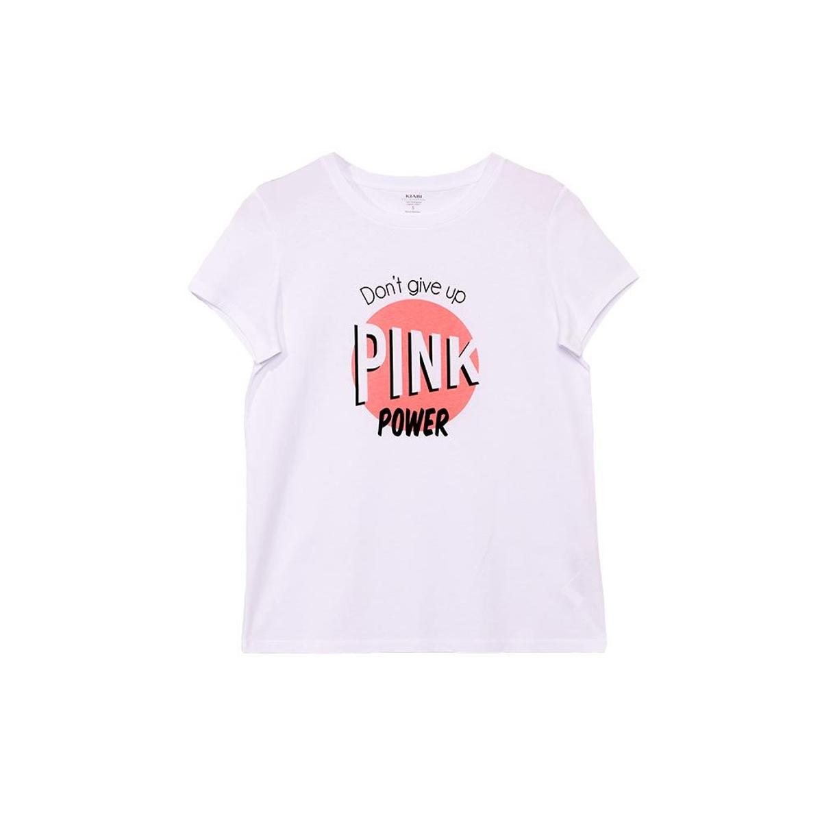 Camiseta con mensaje 'Don't give up Pink Power' de Kiabi. (Precio: 6 euros)