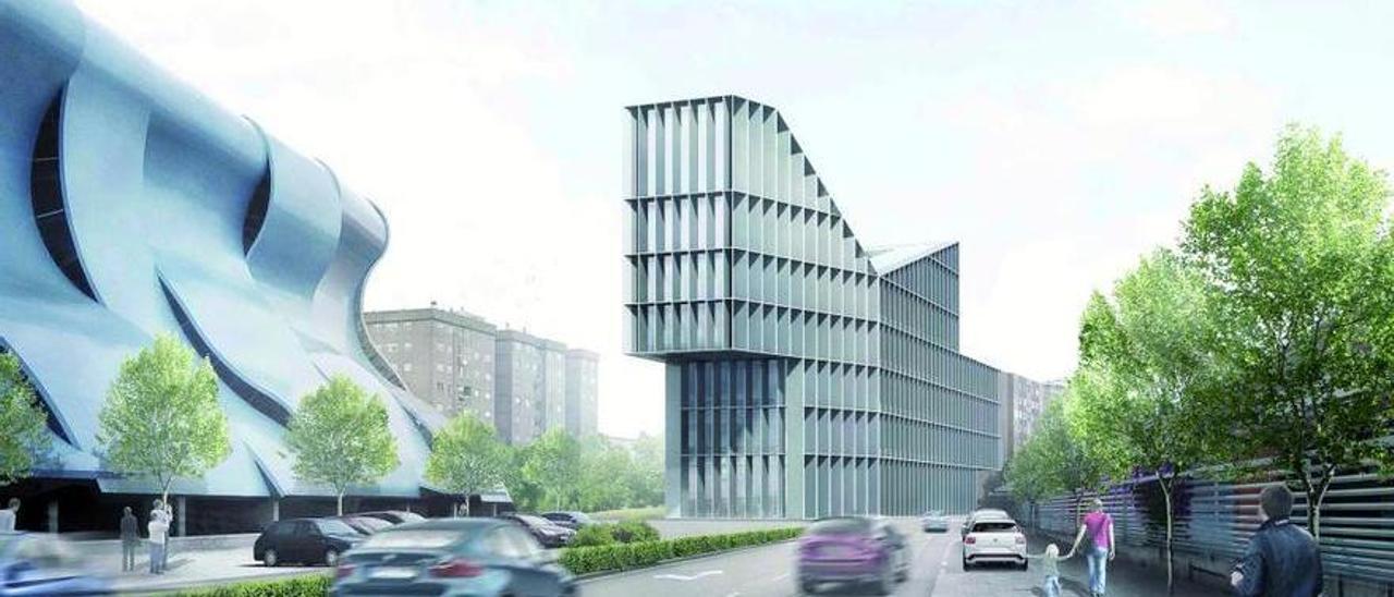 Maqueta del edificio que albergará el centro tecnológico y empresarial para la automoción.