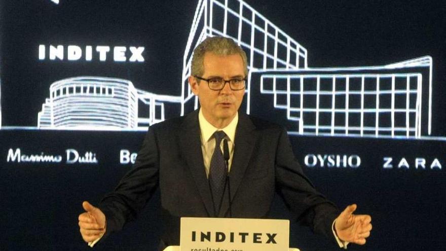 Pablo Isla, el mes pasado, durante la presentación de resultados de Inditex.