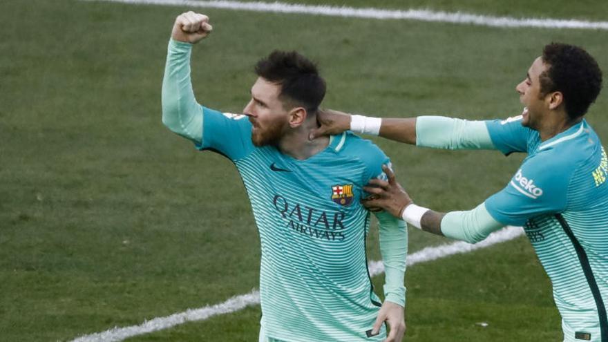 Messi celebra el gol de la victòria amb Neymar