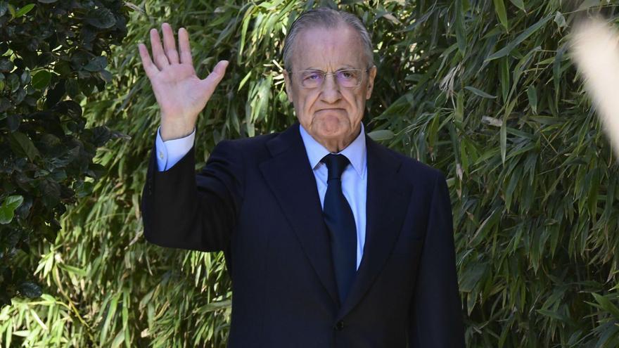 El presidente del Real Madrid Florentino P谷rez