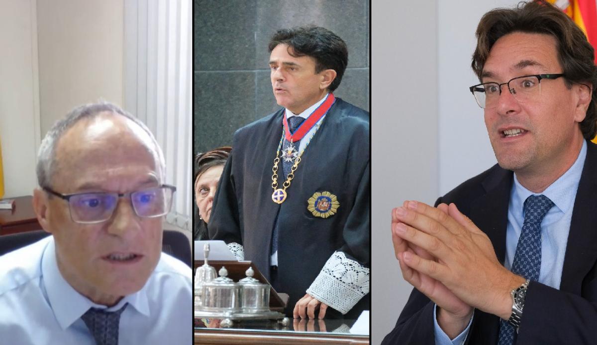 Los candidatos a presidir el TSJC, Jaime Borrás, Juan Luis Lorenzo Bragado y Juan Avello.