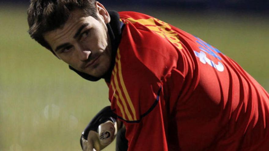 Iker Casillas, portero de la selección, durante un entrenamiento