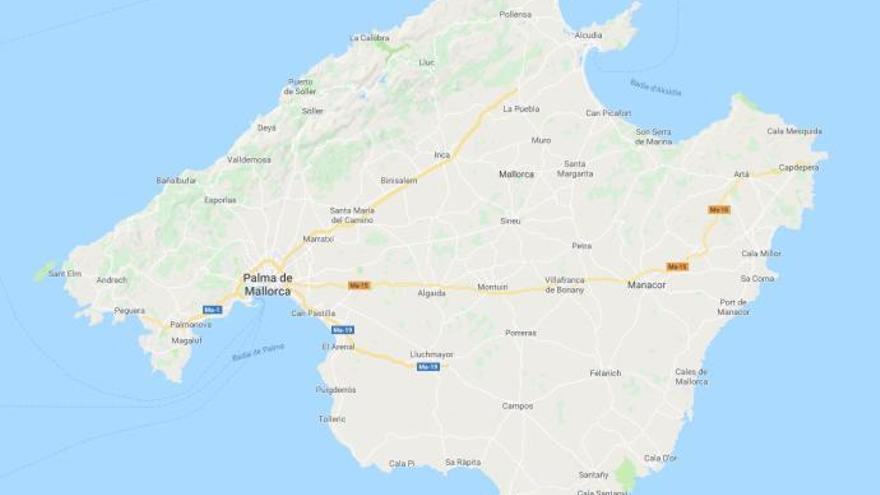Mallorca auf Google Maps (bei Einstellung der Sprache &quot;Spanisch&quot;).