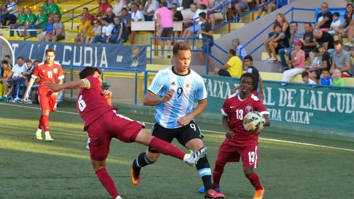 El delantero argentino Lautaro Martínez, en un partido en Els Arcs de l'Alcúdia.