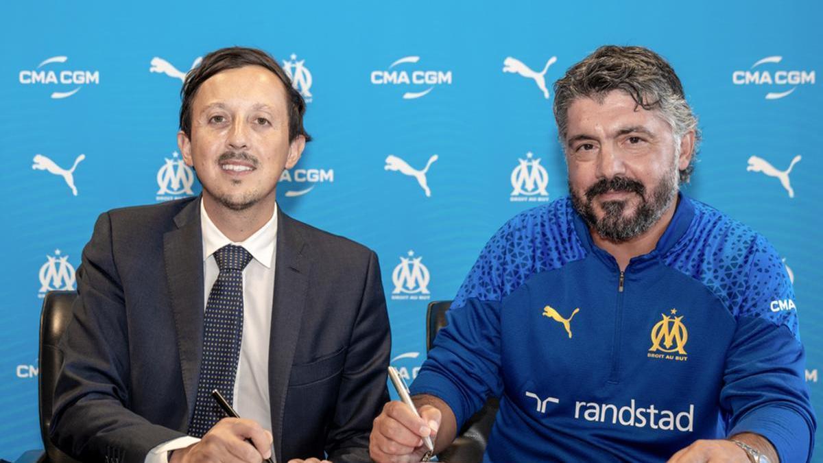 Gennaro Gattuso fue presentado junto a Pablo Longoria como nuevo entrenador del Olympique de Marsella