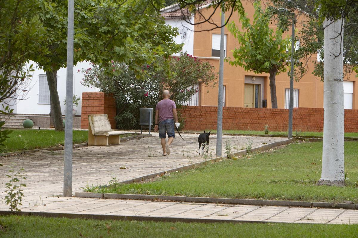 Un vecino de la Ribera pasea a su mascota, en una imagen de archivo.