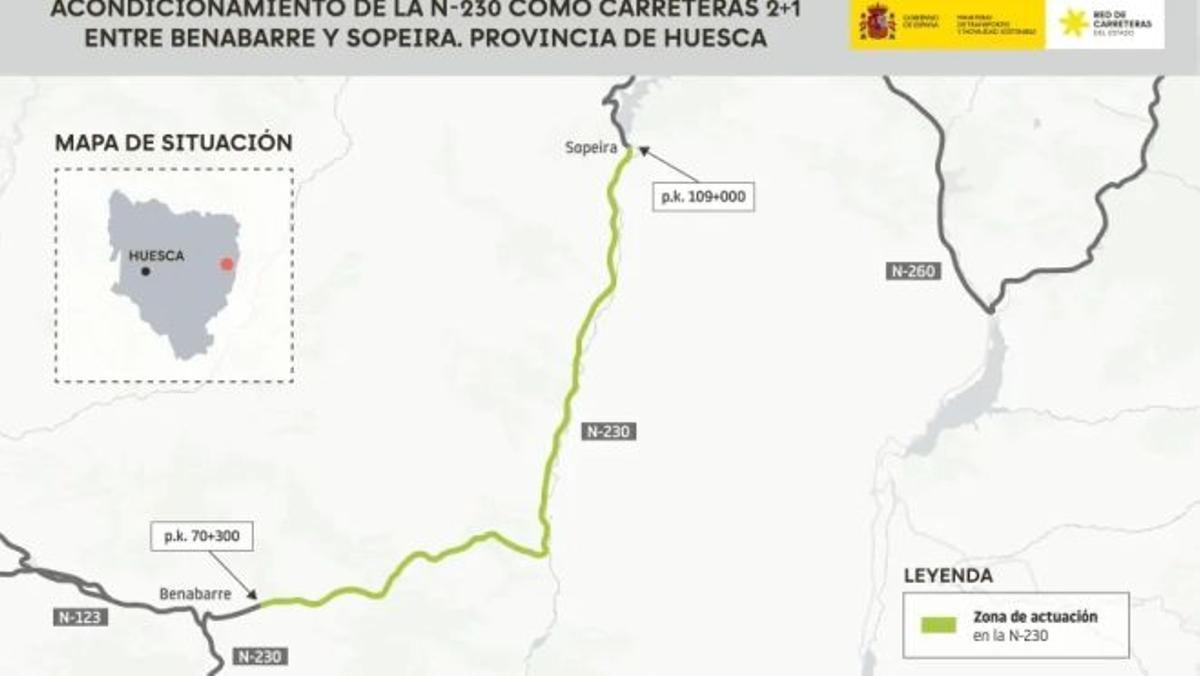 En verde, la zona de actuación.