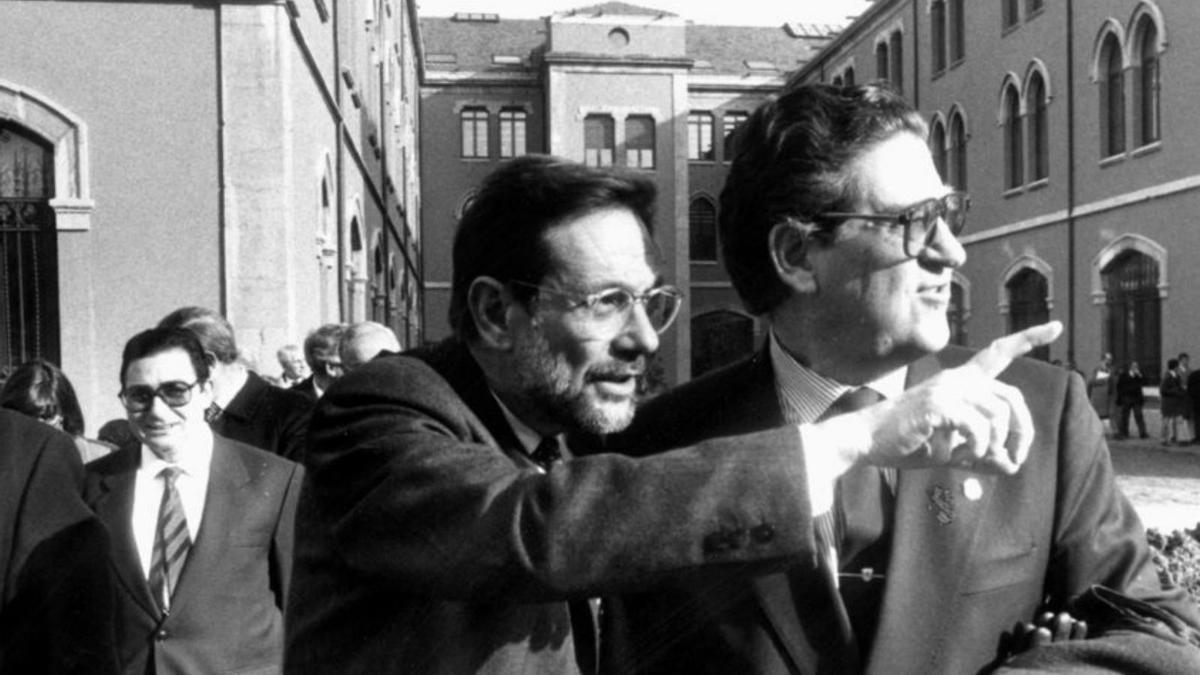 Javier Solana y el rector Juan López Arranz, en la inauguración del campus, el 28 de enero de 1992 