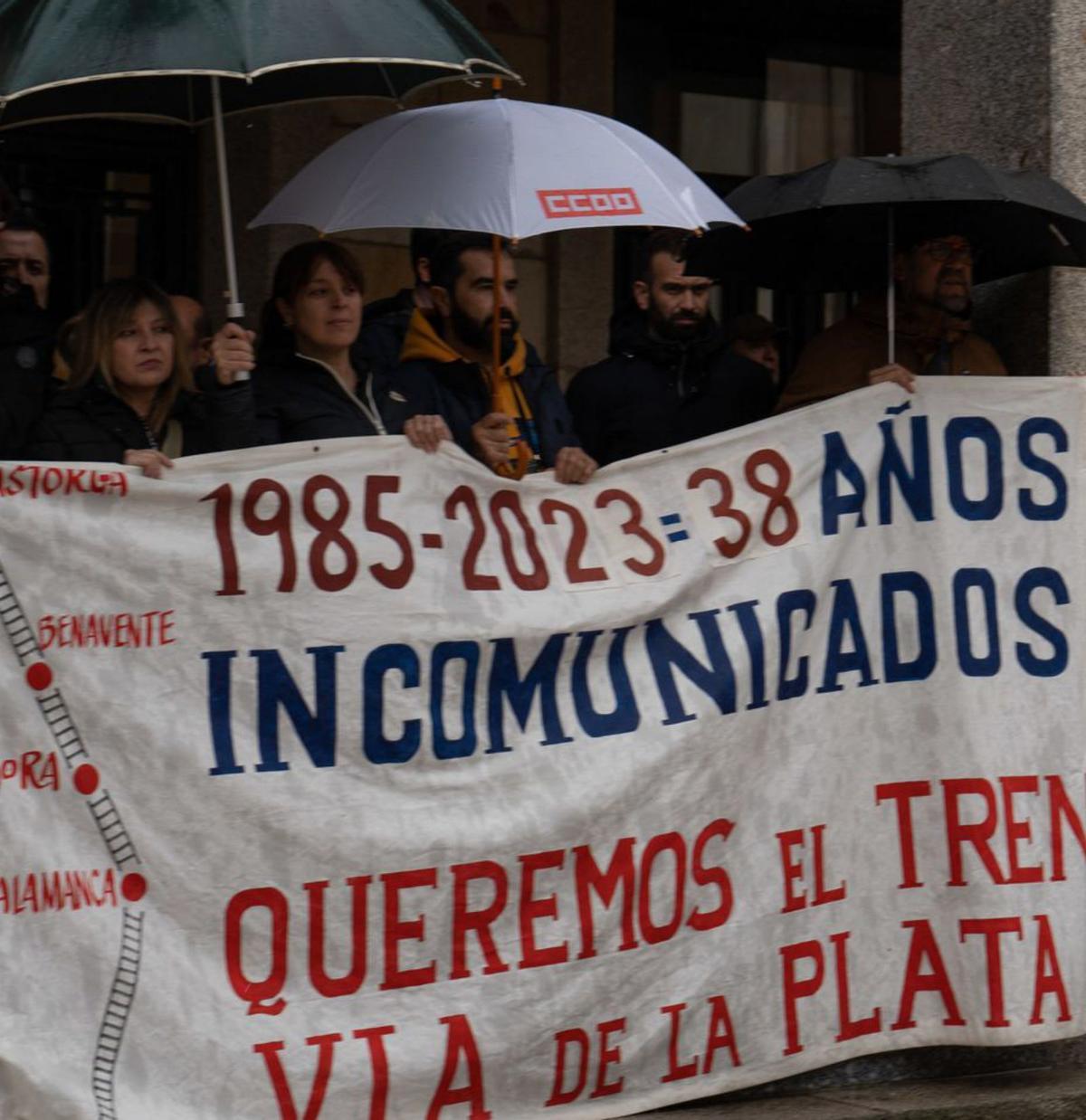 Una de las pancartas de la movilización.. | José Luis Fernández
