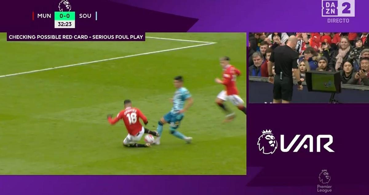 La entrada criminal de Casemiro ante el Southampton