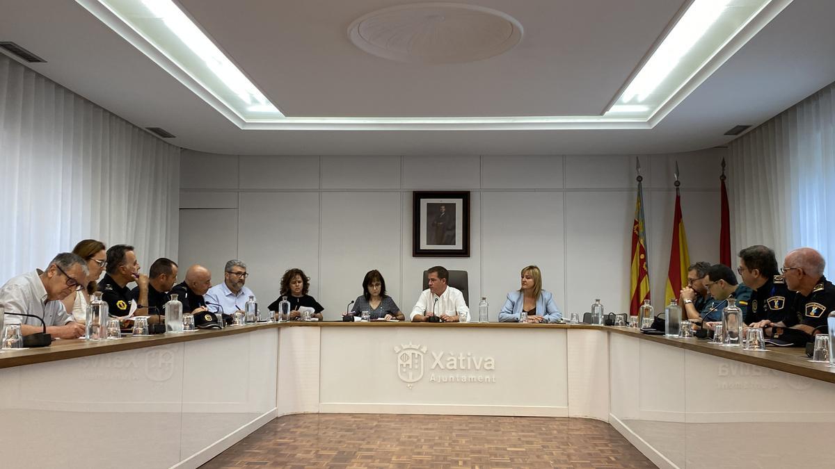 Reunión de la Junta Local de Seguridad de Xàtiva, este jueves por la mañana.