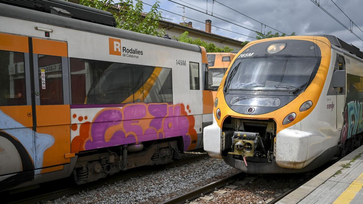 Dos trenes de Rodalies.