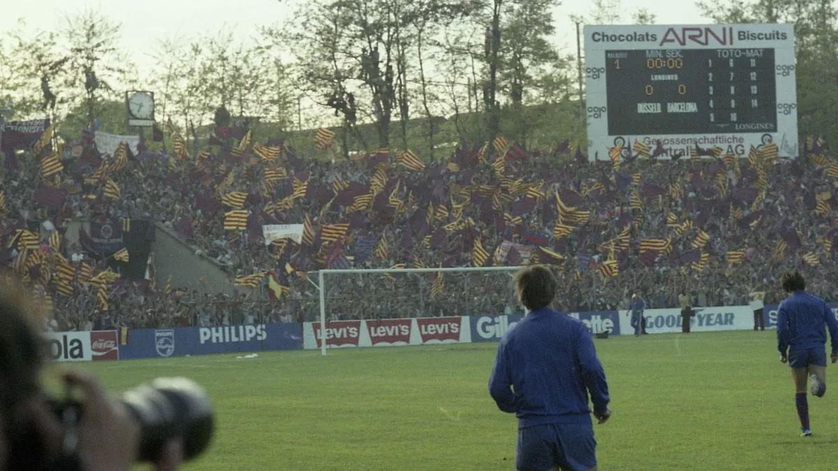 Los aficionados del Barça en el St. Jakobs Stadion de Basilea