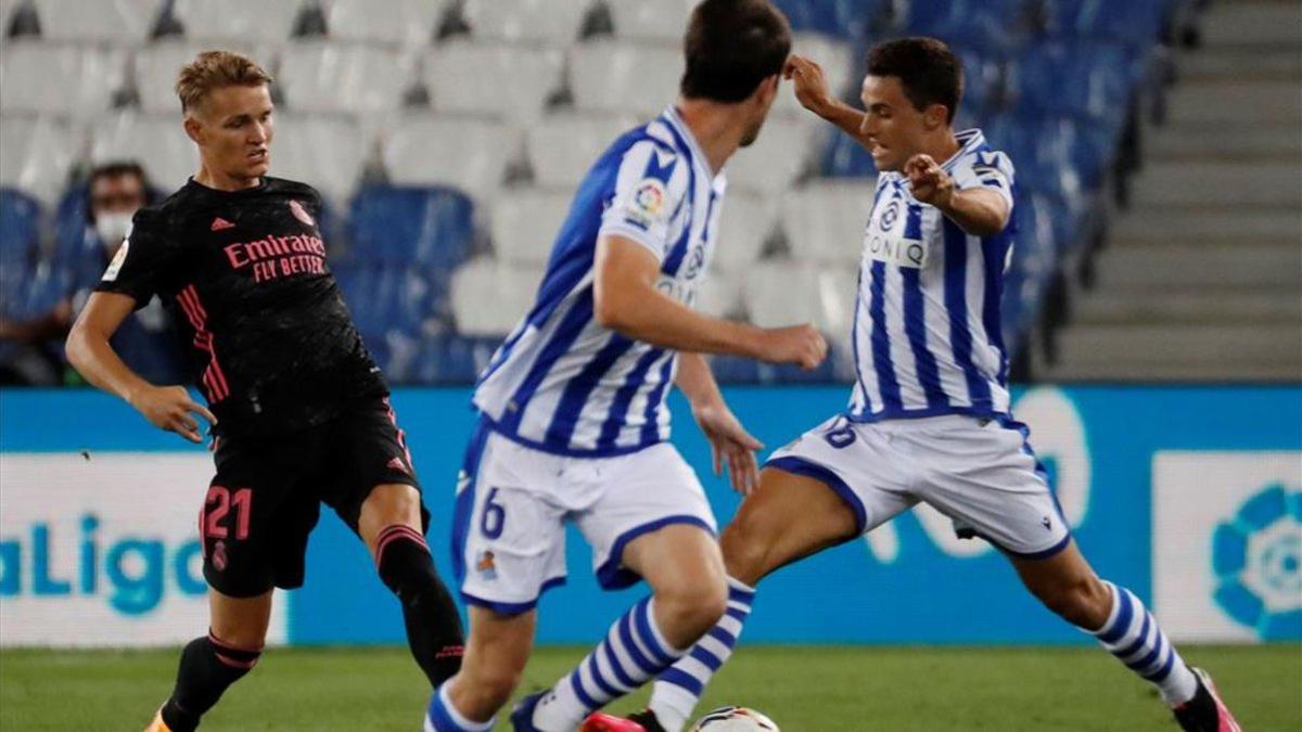 Odegaard, ante la Real Sociedad el pasado domingo