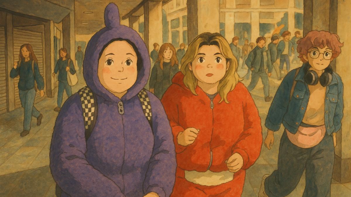 Una fotografía hecha en el Cómic Barcelona este viernes, recreada por ChatGPT al estilo del estudio Ghibli