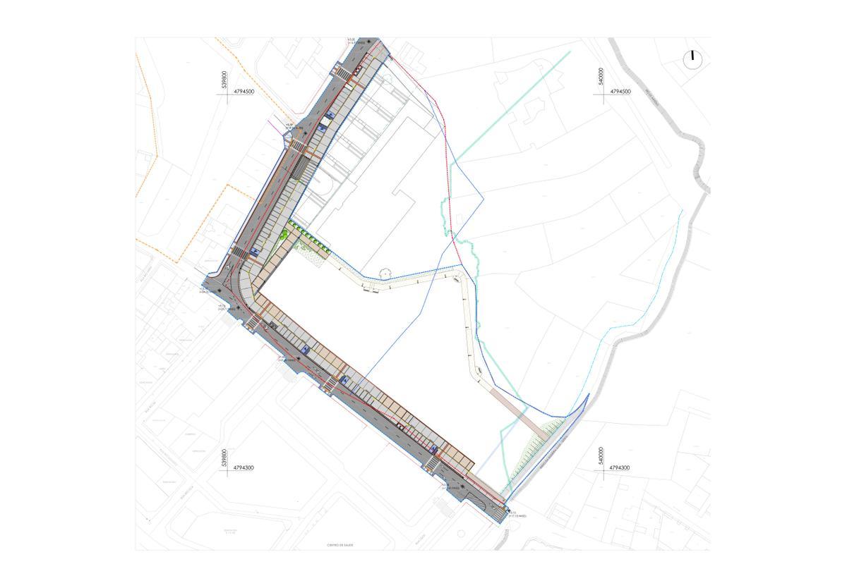 Plano del proyecto de las obras en la confluencia de las calles Río Tambre y Camiño dos Cabalos.
