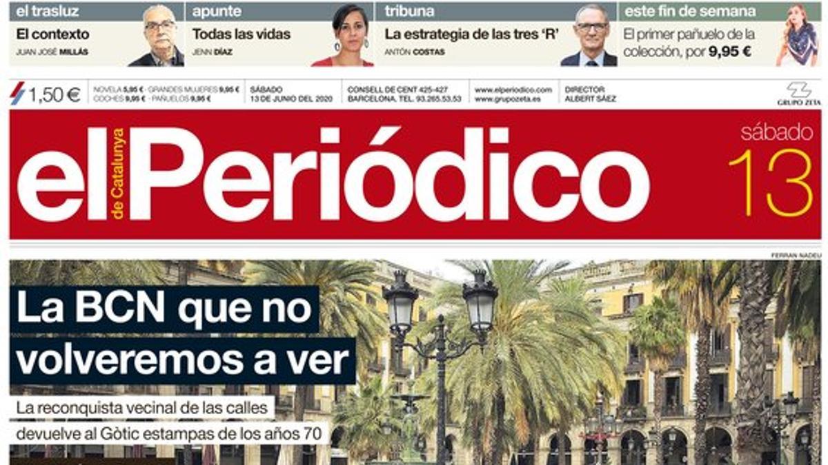 La portada de EL PERIÓDICO del 13 de junio del 2020