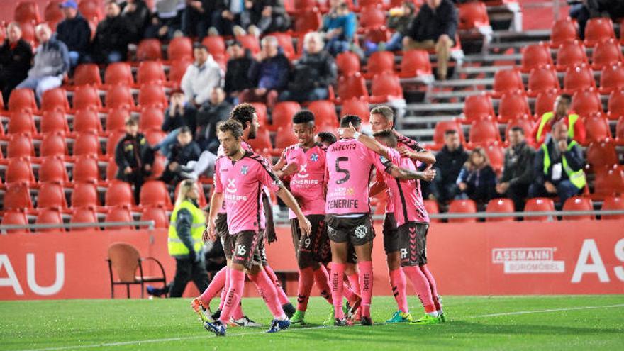 Los jugadores del CD Tenerife celebran uno de los goles logrados el sábado.