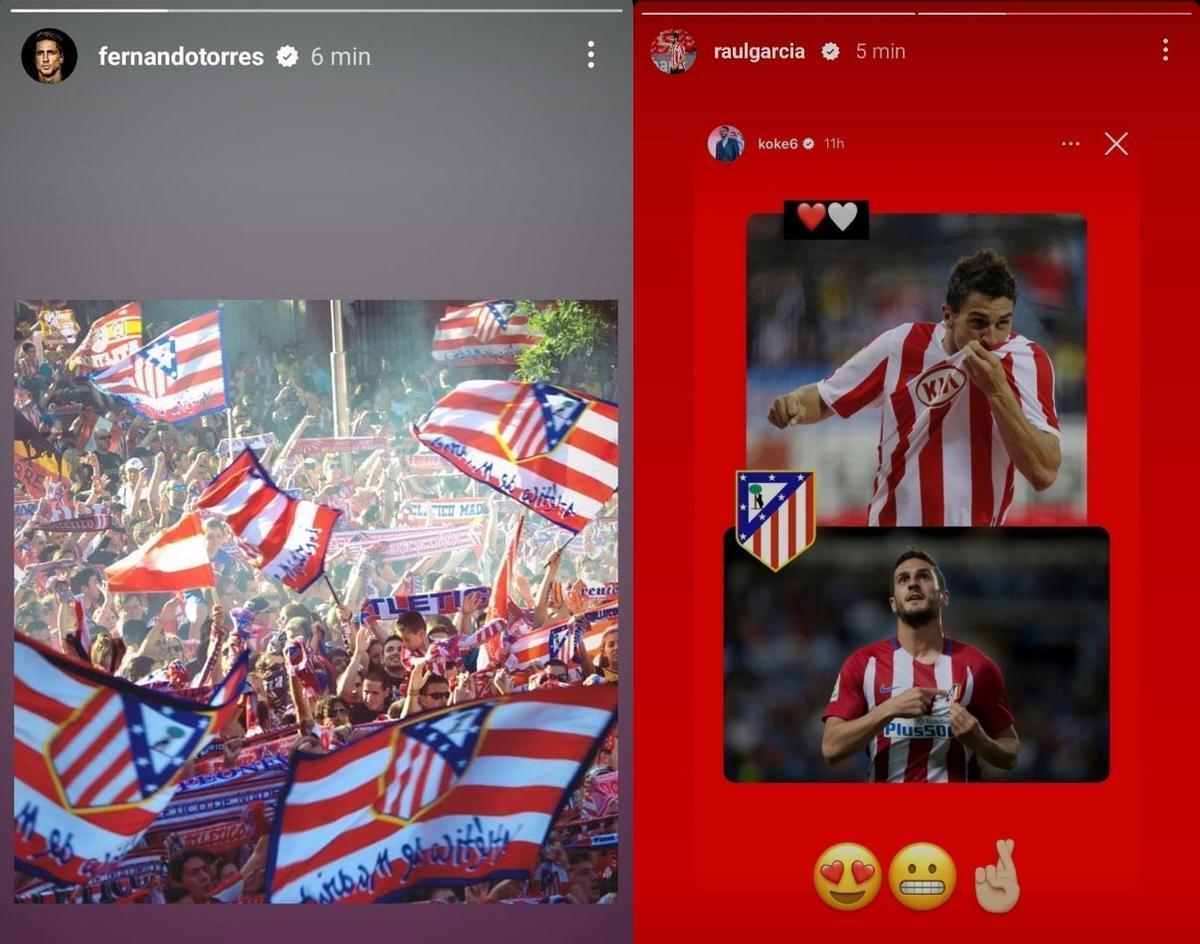 Fernando Torres y Koke suben historias a favor de recuperar el viejo escudo del Atlético.