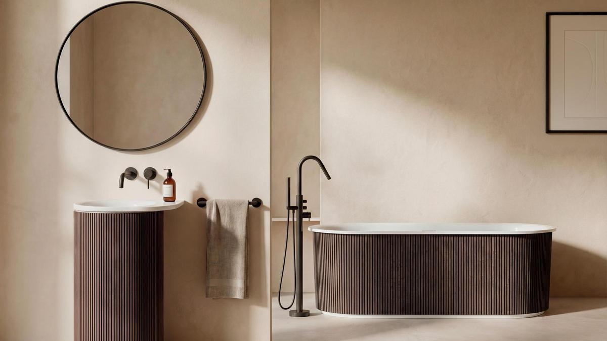 Ambiente ‘Silvana’ de Zenon en un lavabo y bañera.