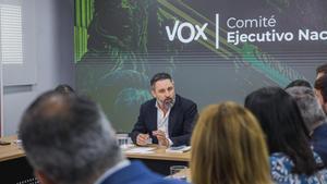 Reunión del Comité Ejecutivo Nacional de Vox, este jueves en Madrid.