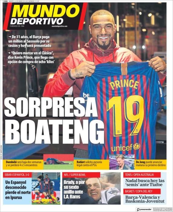 Portada MUNDO DEPORTIVO martes 22 enero 2019