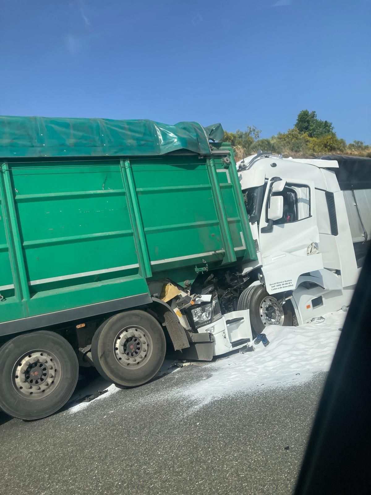 Imagen de uno de los camiones accidentados en la A-66
