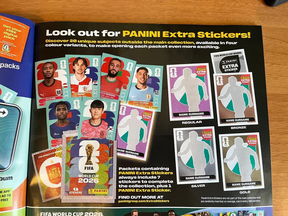 Los extra stickers de Panini son estampas especiales, de colección, que no forman parte de la numeración ofical del álbum y no son necesarias para completarlo