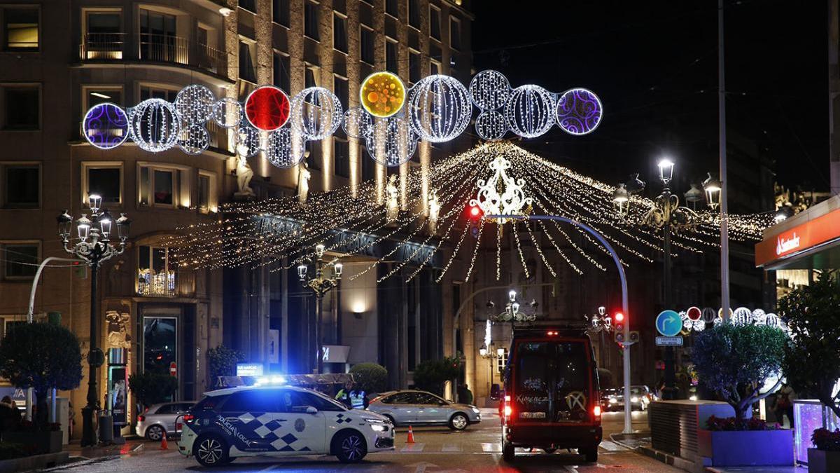 La calle Policarpo Sanz será de las que esté cerrada al tráfico durante toda la Navidad de Vigo 2021.