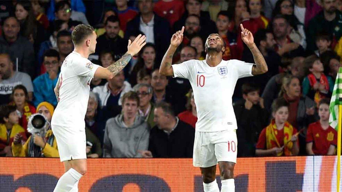 Sterling celebró así el 0-1 en el Benito Villamarín