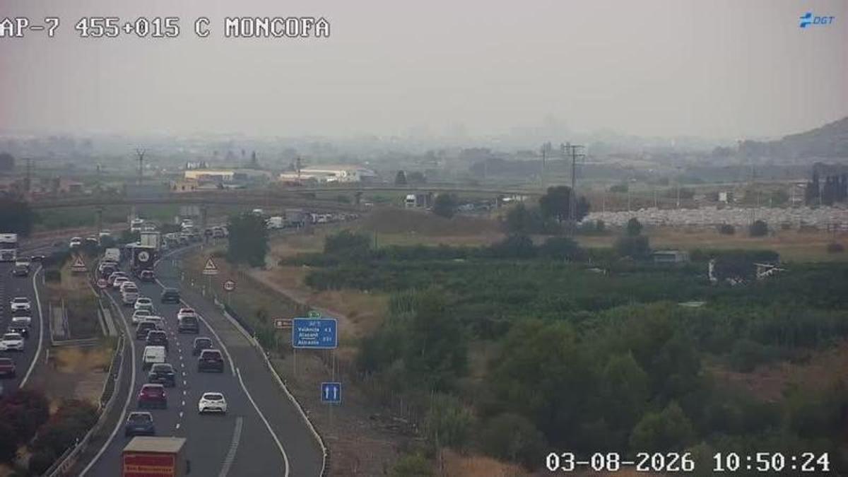 Colas en la AP-7 en Castellón por un accidente