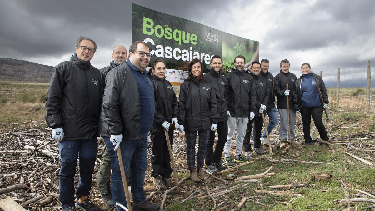 Participantes en la plantación de árboles en el Bosque de Cascajares en la Sierra de la Culebra