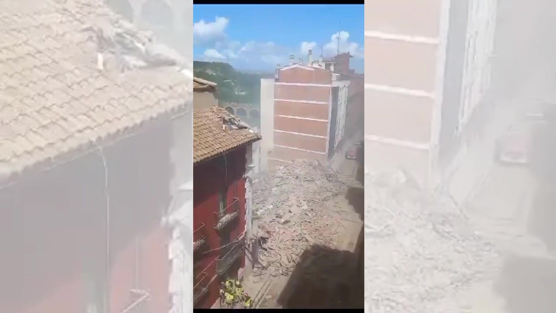 Así ha quedado el edificio de la calle San Francisco de Teruel tras el derrumbe