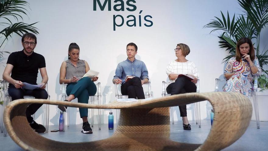 Mireia Mollà, a la derecha de Errejón, en la presentación del Acuerdo Verde de Más País.