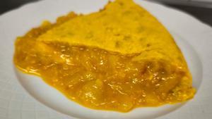 Imagen de la tortilla del Mesón el Viso, de mollejas y riñones de lechazo, que ganó el segundo premio en el campeonato nacional de tortilla.