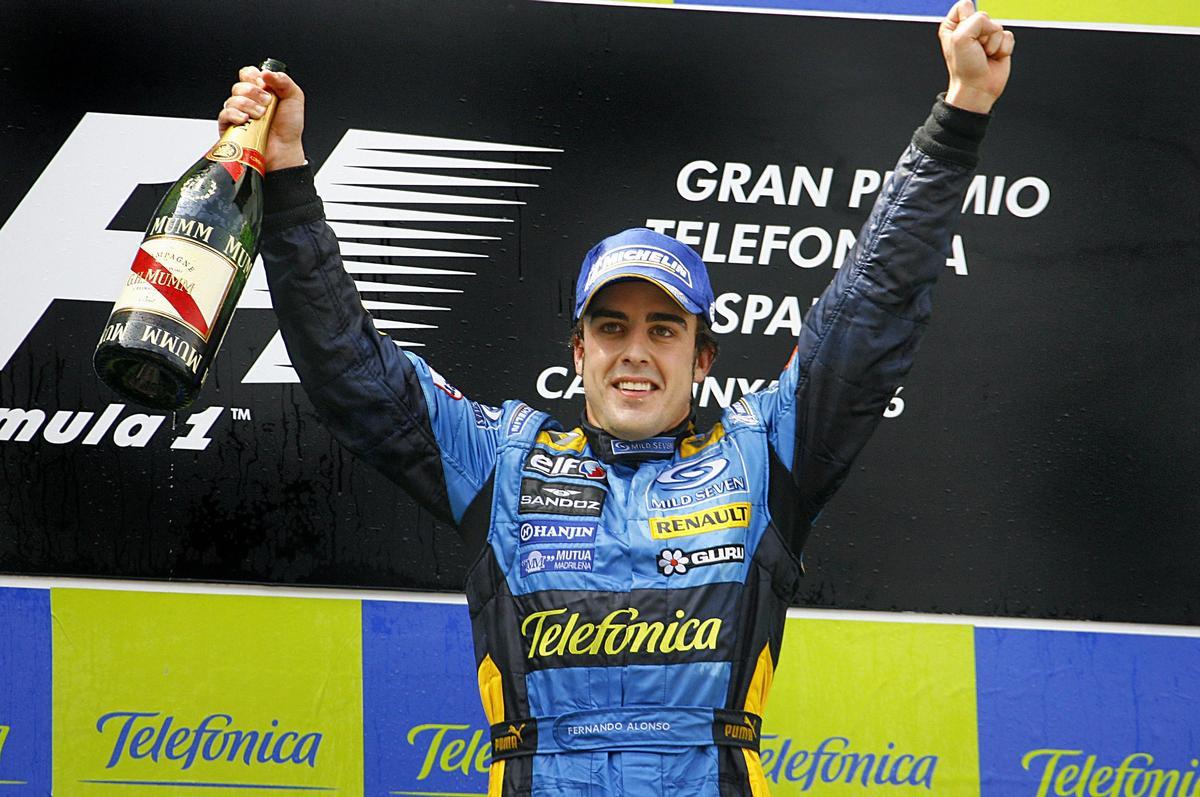 Un jovencito Fernando Alonso, dos veces campeón del mundo