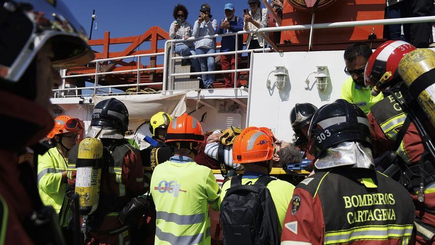 El simulacro de rescate de un megacrucero en Cartagena, en imágenes