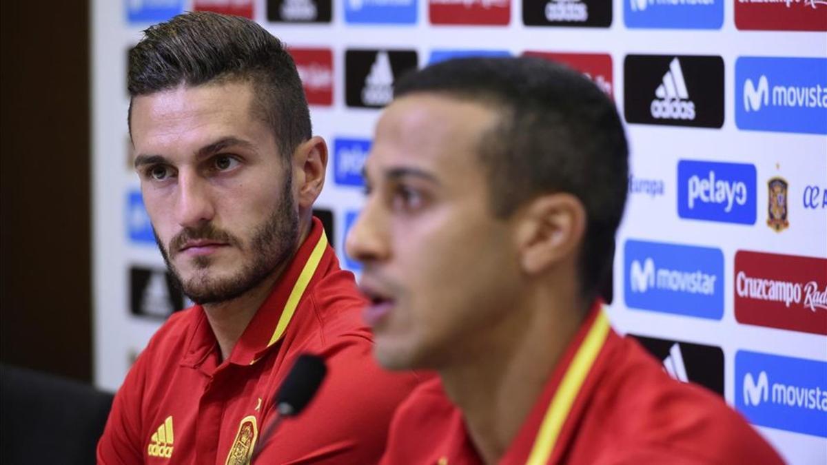 Thiago y Koke, en la comparencia de la selección