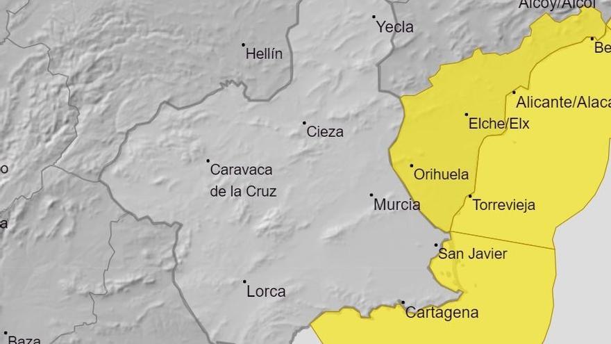 Mapa del temporal de la Región de Murcia.