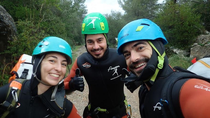 Marina Cuevas, Luis París y Martín Prado, los tres barranquistas atrapados en el Torrent de l&#039;Assarell, en Pollença.